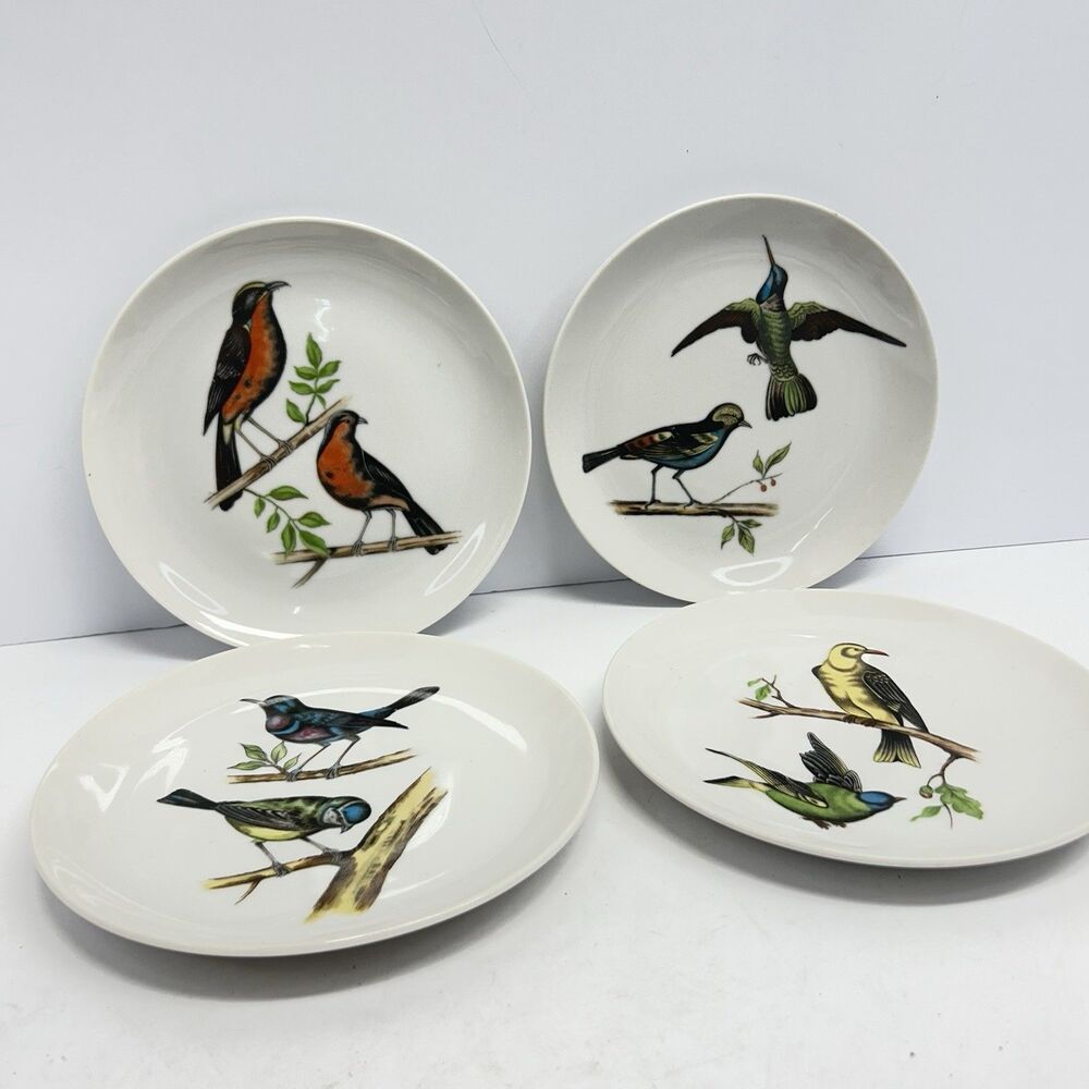 Vtg 1990s Melody JSC Japan Porcelain Bird Salad Dessert Plates 7” Set of 4